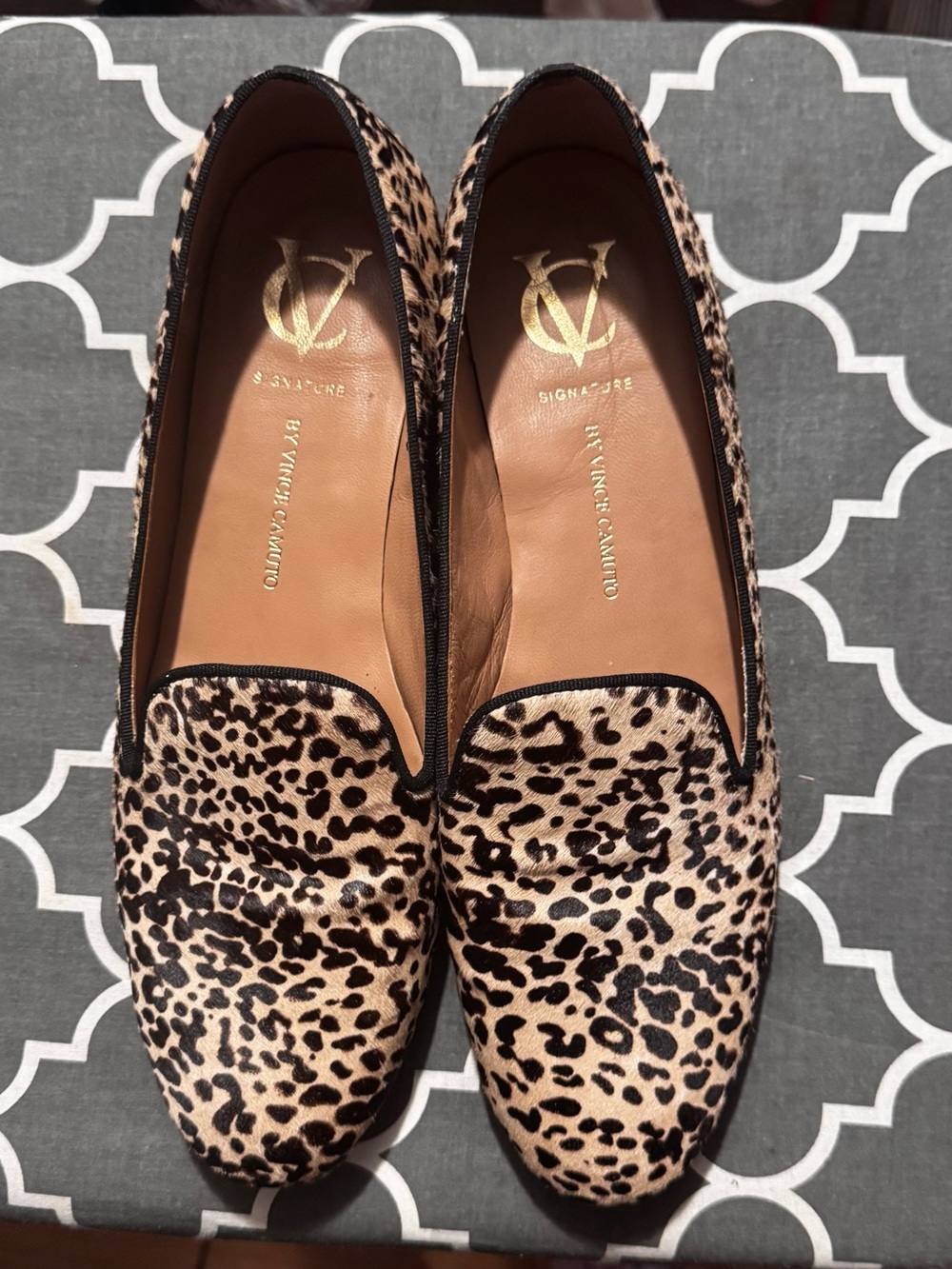Vince Camuto Leopard Print Slip-On Loafers - Tan/Black